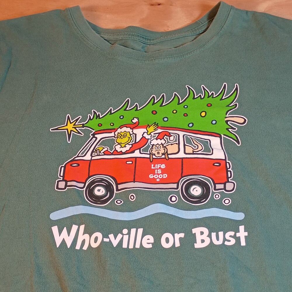 Life Is Good Mens 2XL Crusher Long Sleeve Shirt Grinch Who-ville Or Bust Green
